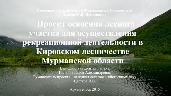 Проект освоения лесного участка для осуществления рекреационной деятельности в Кировском лесничестве Мурманской