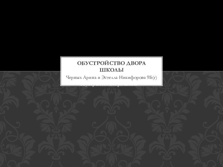 Черных Арина и Эстелла Никифорова 9Б(г)Обустройство двора школыобустройста двора шкоы