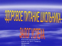 Здоровое питание школьника - залог успеха