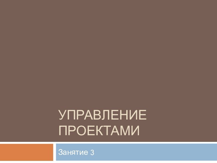 Управление проектамиЗанятие 3