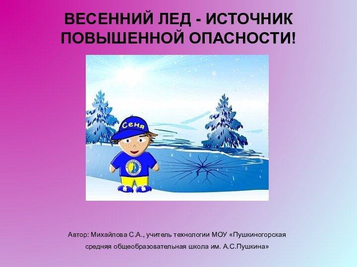 Автор: Михайлова С.А., учитель технологии МОУ «Пушкиногорская средняя общеобразовательная школа им. А.С.Пушкина»