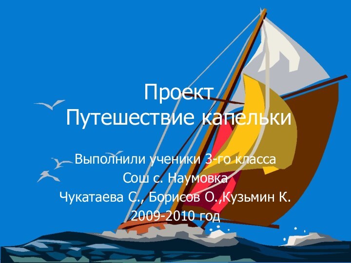 Проект Путешествие капелькиВыполнили ученики 3-го классаСош с. НаумовкаЧукатаева С., Борисов О.,Кузьмин К.2009-2010 год