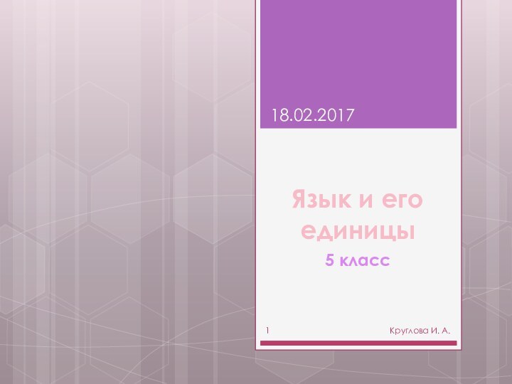 Язык и его единицы5 классКруглова И. А.