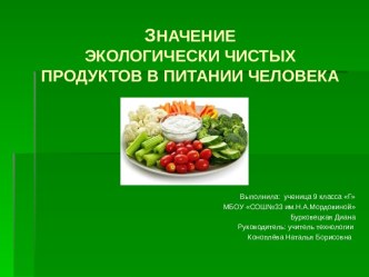 Значение экологических чистых продуктов питании человека