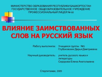 Влияние заимствованных слов на русский язык