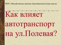 Как влияет автотранспорт на ул.Полевая?