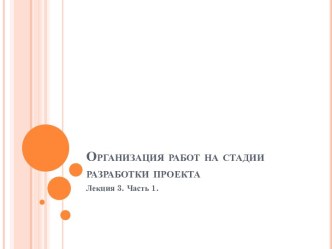 Организация работ на стадии разработки проекта