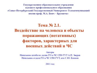 Воздействие на человека негативных факторов