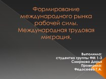 Формирование международного рынка рабочей силы. Международная трудовая миграция.