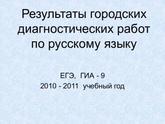 Результаты городских диагностических работ по русскому языку