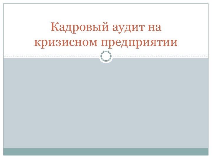 Кадровый аудит на кризисном предприятии