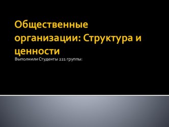 Общественные организации: структура и ценности