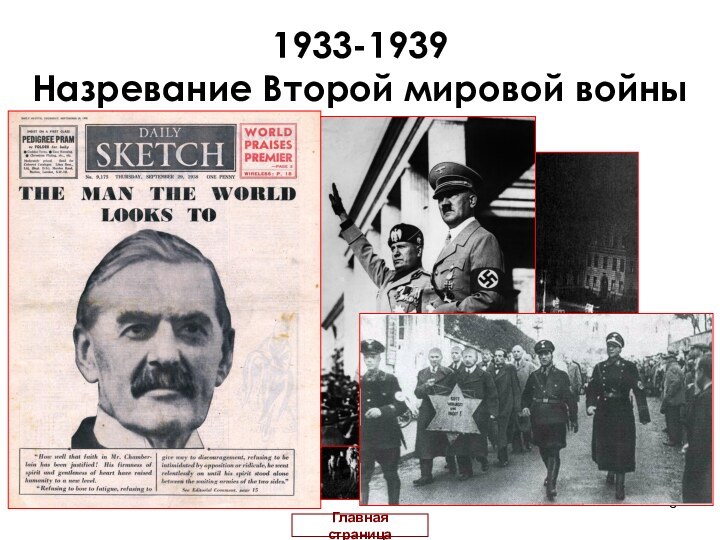 1933-1939 Назревание Второй мировой войныГлавная страница