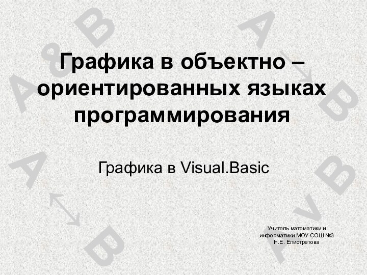 Графика в объектно – ориентированных языках программированияГрафика в Visual.BasicУчитель математики и информатики