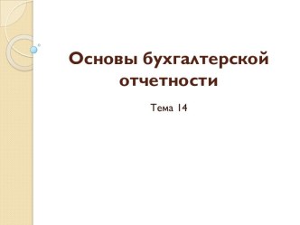 Основы бухгалтерской отчетности