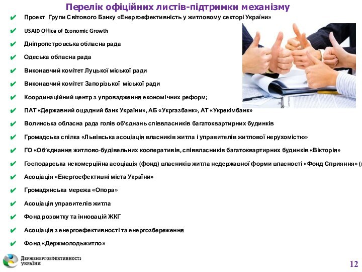 Проект Групи Світового Банку «Енергоефективність у житловому секторі України»USAID Office of Economic