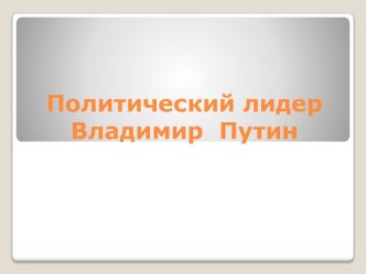 Политический лидер Владимир  Путин