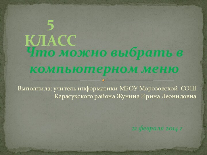 Выполнила: учитель информатики МБОУ Морозовской СОШ Карасукского района Жунина Ирина ЛеонидовнаЧто можно