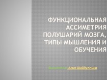 Функциональная ассиметрия полушарий мозга, типы мышления и обучения