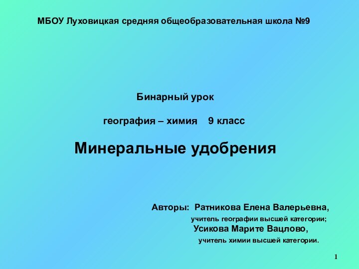 МБОУ Луховицкая средняя общеобразовательная школа №9