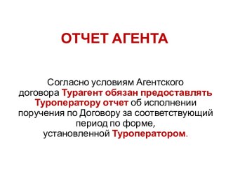 Отчет турагента