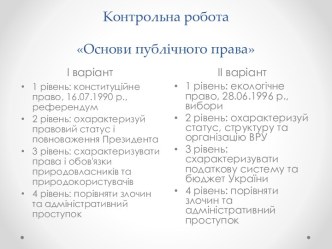 Контрольна робота Основи публічного права