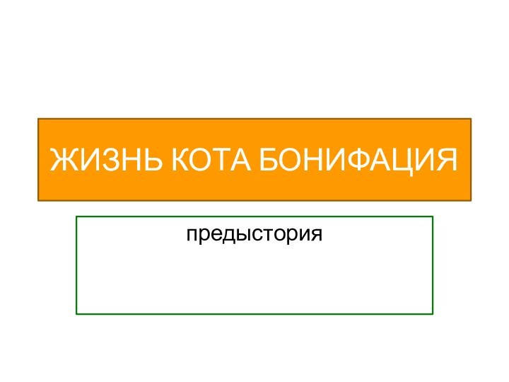 ЖИЗНЬ КОТА БОНИФАЦИЯпредыстория