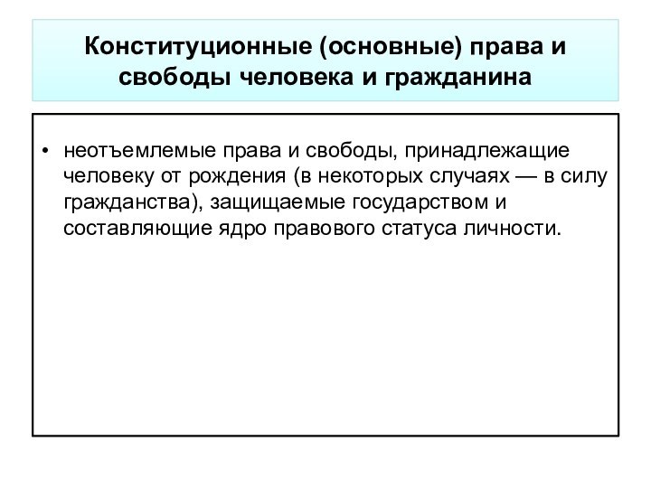 Конституционные (основные) права и свободы человека и гражданинанеотъемлемые права и свободы, принадлежащие