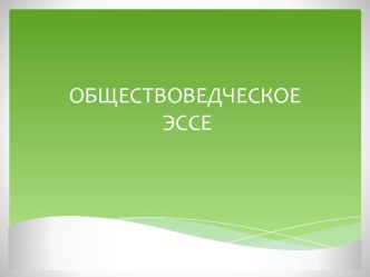 ОБЩЕСТВОВЕДЧЕСКОЕ ЭССЕ