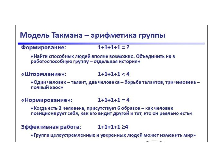 Модель развития команды проекта брюса такмана состоит из