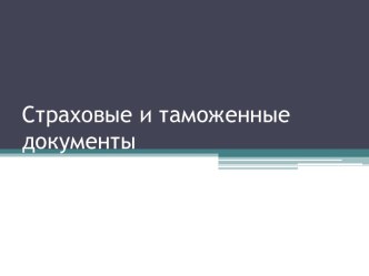 Страховые и таможенные документы