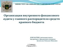 Организация внутреннего финансового аудита у главного распорядителя средств краевого бюджета