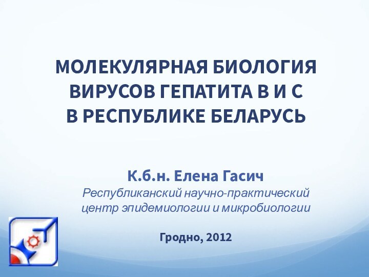 МОЛЕКУЛЯРНАЯ БИОЛОГИЯ ВИРУСОВ ГЕПАТИТА В И С В РЕСПУБЛИКЕ БЕЛАРУСЬК.б.н. Елена ГасичРеспубликанский