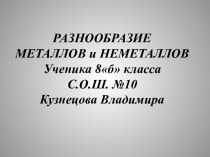 РАЗНООБРАЗИЕ МЕТАЛЛОВ и НЕМЕТАЛЛОВ