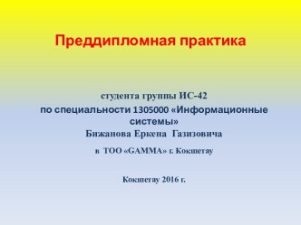      Отчет по производственной практикеСпециальность 1305000 Информационные системы       Преддипломная практика         