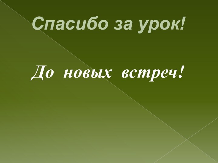 Спасибо за урок!      До новых встреч!