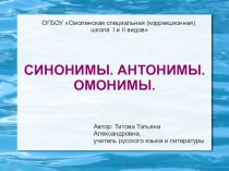 Синонимы. Антонимы. Омонимы