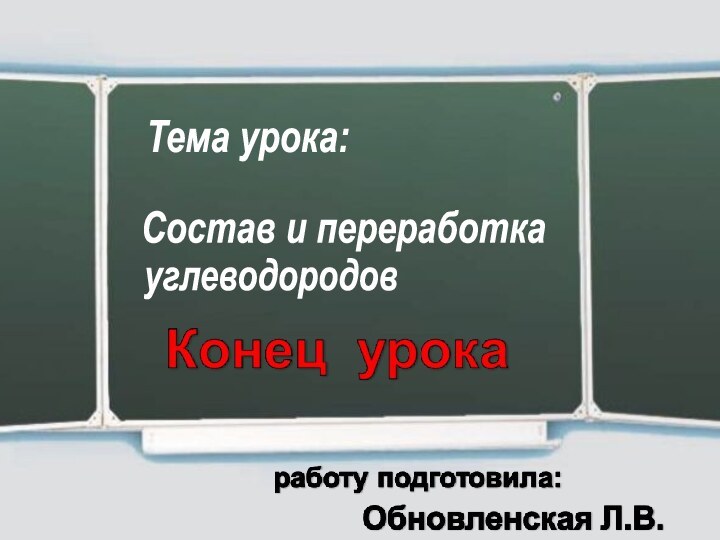 Тема урока:Состав и переработкауглеводородов