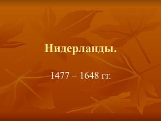 Нидерланды 1477 – 1648 гг.