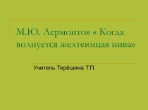 Когда волнуется желтеющая нива М.Ю. Лермонтов