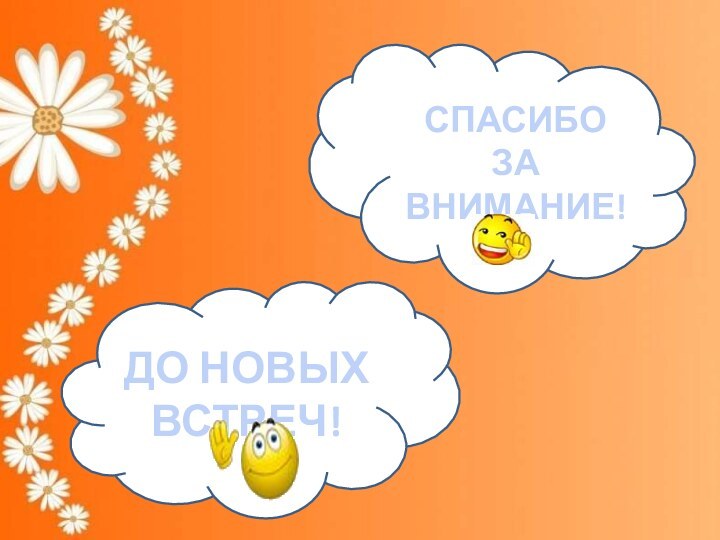 ДО НОВЫХВСТРЕЧ!СПАСИБО ЗА ВНИМАНИЕ!