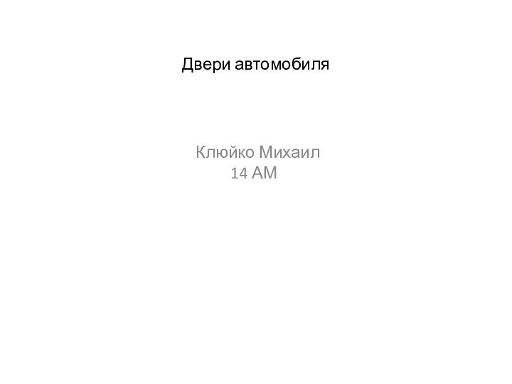 Двери автомобиля Клюйко Михаил 14 АМ