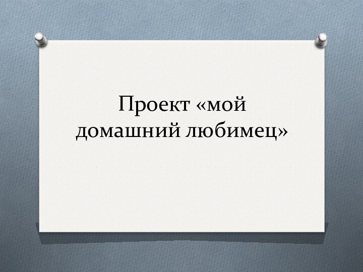 Проект «мой домашний любимец»