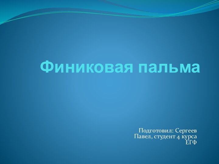 Финиковая пальмаПодготовил: Сергеев Павел, студент 4 курса ЕГФ