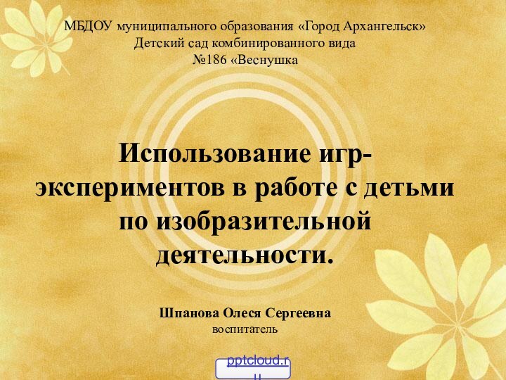 МБДОУ муниципального образования «Город Архангельск» Детский сад комбинированного вида №186 «Веснушка