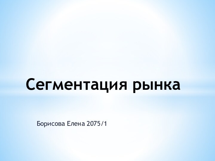 Борисова Елена 2075/1Сегментация рынка