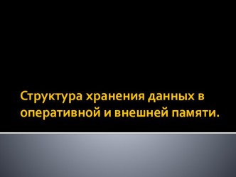 Структура хранения данных в оперативной и внешней памяти.