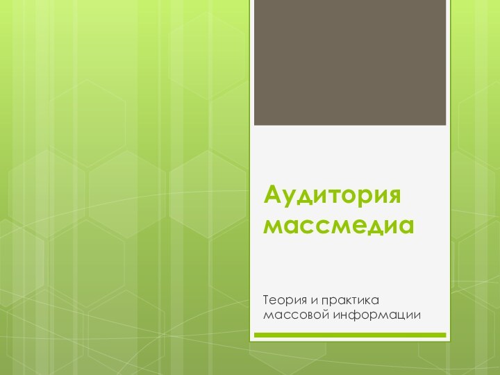 Аудитория массмедиаТеория и практика массовой информации