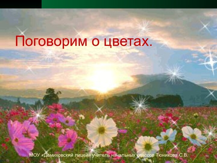 Поговорим о цветах.МОУ «Демиховский лицей» учитель начальных классов Тюникова С.В.