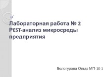 Лабораторная работа № 2 Рest-анализмикросреды предприятия